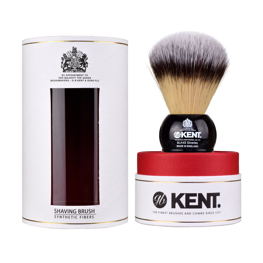 KENT Четка за бръснене Small Synthetic, BLK4S, малък размер, черна дръжка 34458